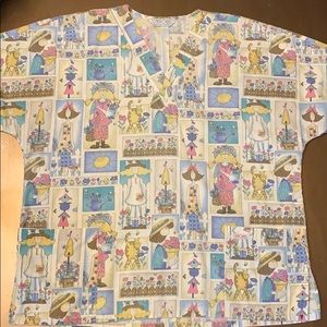 Patterned Scrub Top